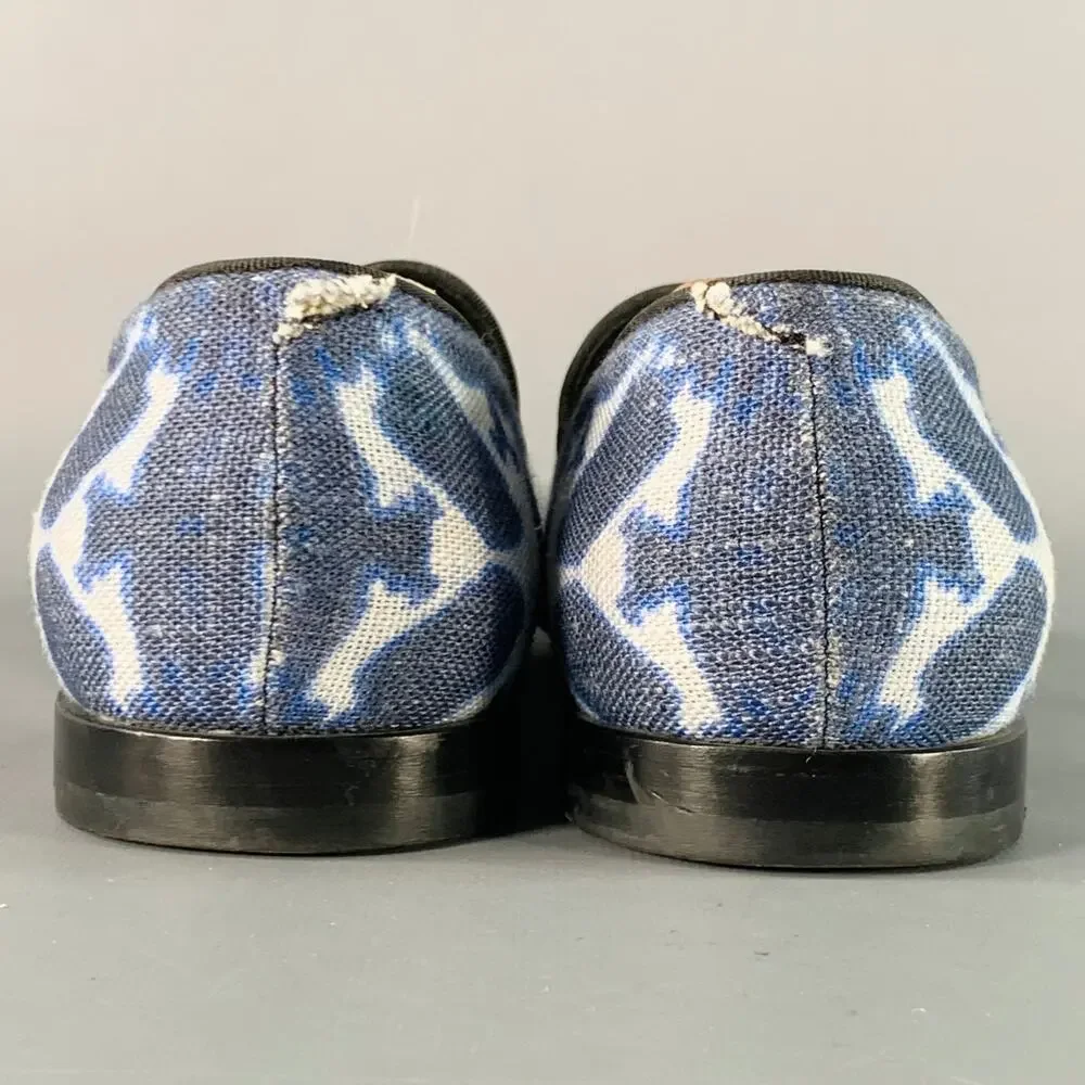 GIORGIO ARMANI Size 10.5 Blue White Tie Dye Canvas Slip On Loafers